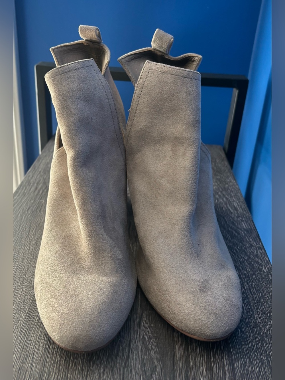 {Steve Madden} Light Nude Suede Block Heel Booties - Picture 6 of 7